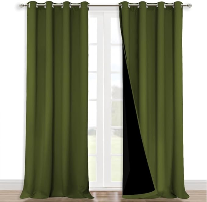 NICETOWN Full Shading Curtains for Windows, Olive Green, 52 inches W x 95 by NICETOWN