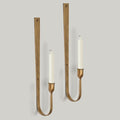 Wall Candle Holder Set of 2, Metal Wall Mount Candle Sconces Holder, Modern Wall Decoration for Living Room, Dining Room, Fireplace, and Weddings (Golden)