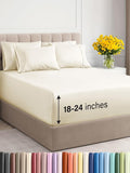 Extra Deep Cal King Sheet Set - 6 Piece Breathable and Cooling Sheets - Hotel Luxury Bed Sheets Set - Easy Fit - Soft, Wrinkle Free and Comfy Sheets Set - Off White Sheet Set with Extra Deep Pockets