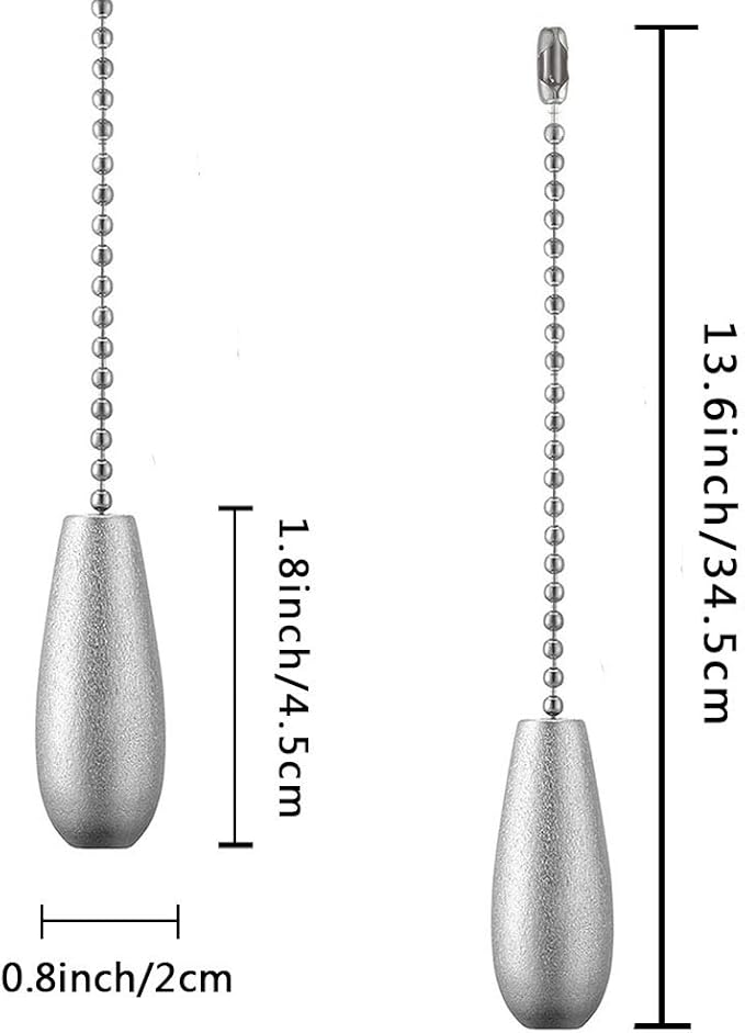 Ceiling Fan Chain Pulls Decorative Extension 12 Inches Silver Color Wooden Pull Chain Fan Pulls Set Ornaments for Ceiling Light Lamp Fan Chain (Nickel) 8 Pcs