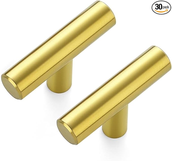 JOY DECOR 30 Pack Cabinet Knobs, Gold Cabinet Handles, 2in Kitchen Cabient Knobs, Single Hole Drawer Knobs for Dresser Drawers