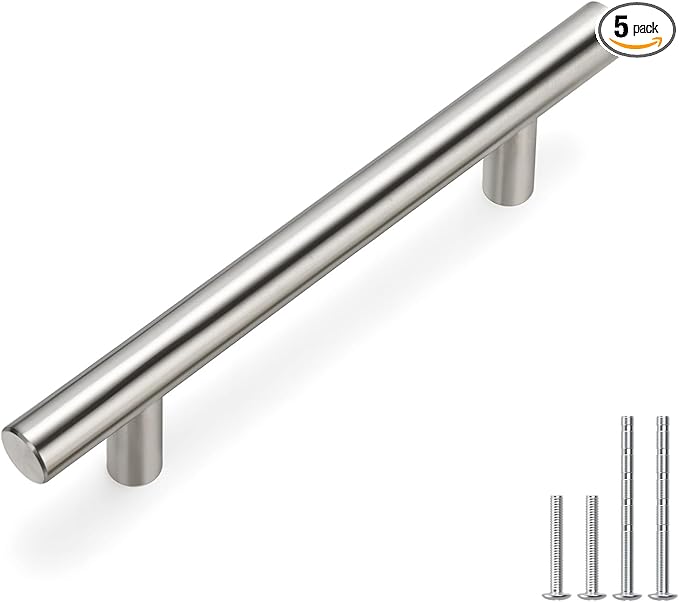 homdiy 5Pack Brushed Nickel Cabinet Pulls Cabinet Handles - 3.5in Hole Centers Pulls, Modern Cabinet Hardware for Kitchen Cabinets, Dresser Drawers