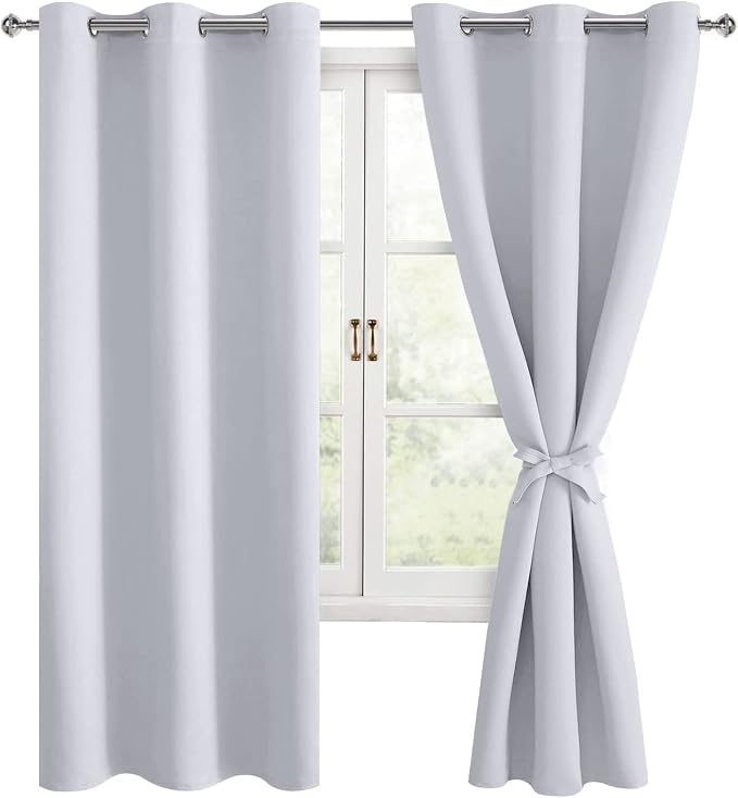 Room Darkening Curtains for Bedroom 2 Panels Greyish White, Energy Saving by Hiasan