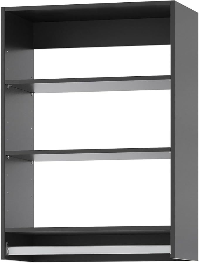 ROOMTEC 25.5" Medium Hanging Closet Unit, Modular Closet System with Hanging Rod, Wardrobe Organizer for Bedroom or Walk-in Closet, Wall Mounted, Customizable Clothes Storage Unit, Black