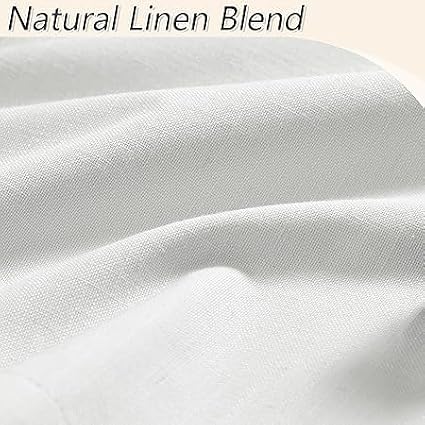 Off White 100% Blackout Linen Curtains 63 Inch Length 2 Panels Set - Image 3