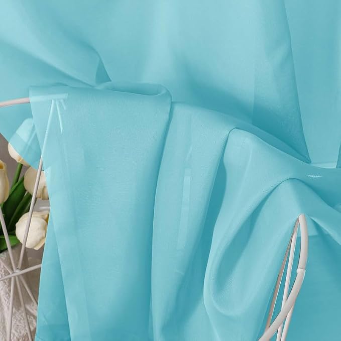Aqua Sheer Curtains 45 Inches Long 2 Panels - Image 5