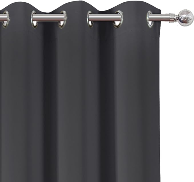 Dark Grey Thermal Blackout Curtains/42 x 84 Inch/Set of 2 Panels Room Darkening - Image 6