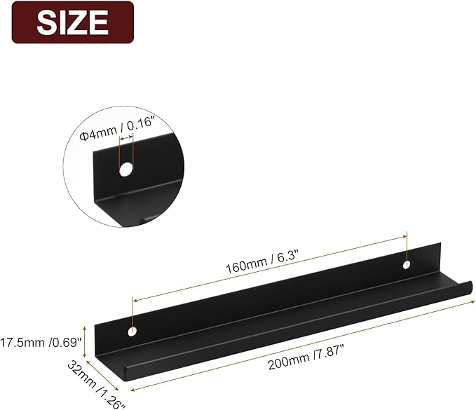uxcell Cabinet Finger Edge Pull, 3pcs 200mm / 7.87" Aluminum Alloy Back Mount Hidden Cabinet Pulls Concealed Handle for Home Kitchen Drawer Cabinet, Black