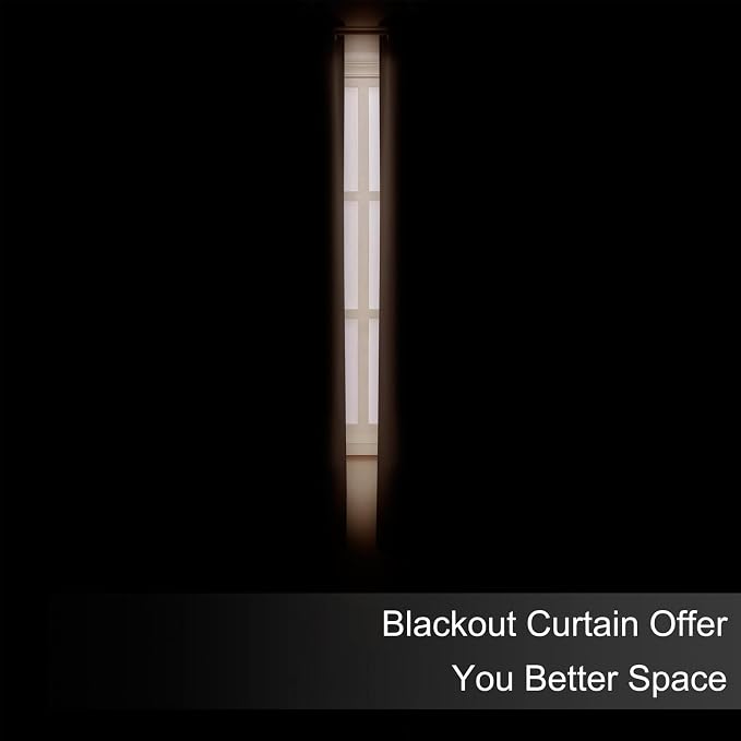 Blackout Curtains 66 x 72 Inch Long Chocolate Curtains Set of 2 Panels Room - Image 3