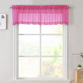 Hot Pink Sheer Valances for Windows 14 Inch Length 2 Pcs, Light Filtering Short by OVZME