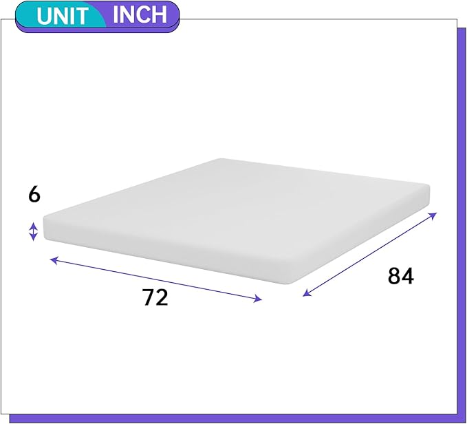 PayLessHere 6 Inch California King Gel Memory Foam Mattress Fiberglass Free/CertiPUR-US Certified/Bed-in-a-Box/Cool Sleep & Comfy Support