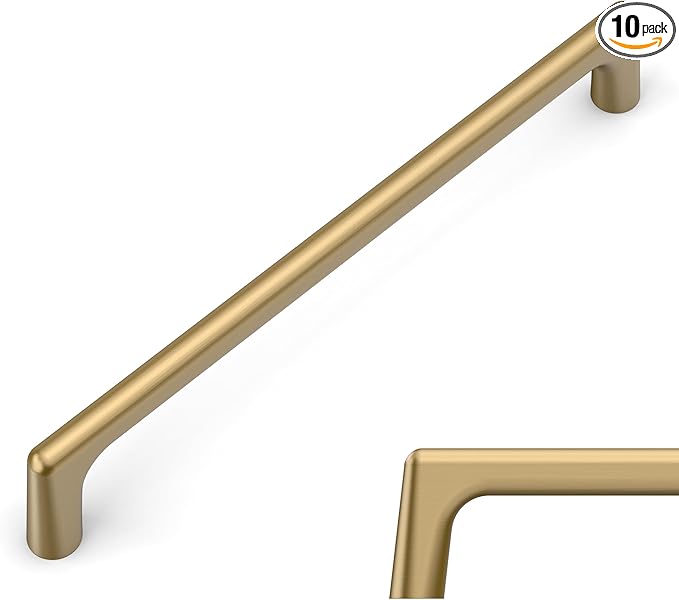 Amerdeco 10 Pack Champagne Bronze Cabinet Pulls 6.3 Inch(160MM) Hole Centers Kitchen Cabinet Handles Hardware Kitchen Handles for Cabinets Cupboard Handles Drawer Pulls ZH0041