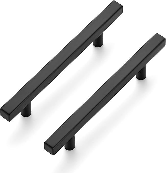 Ravinte Black Cabinet Handles 10 Pack 4-1/2 inch Matte Black Square Cabinet Pulls Kitchen Hardware 7 inch Overall Length Kitchen Drawer Pulls