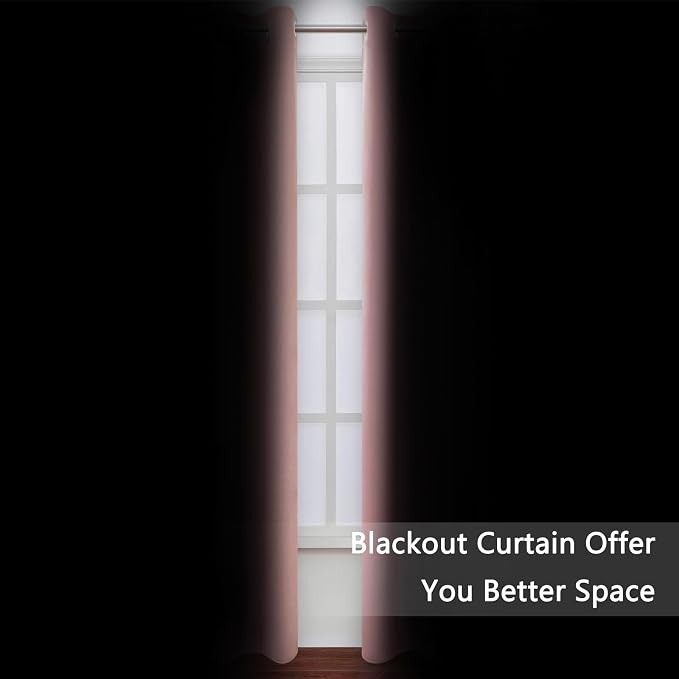 Pink Blackout Curtains 34 x 84 Inch Length/Set of 2 Curtain Panels/Thermal - Image 3