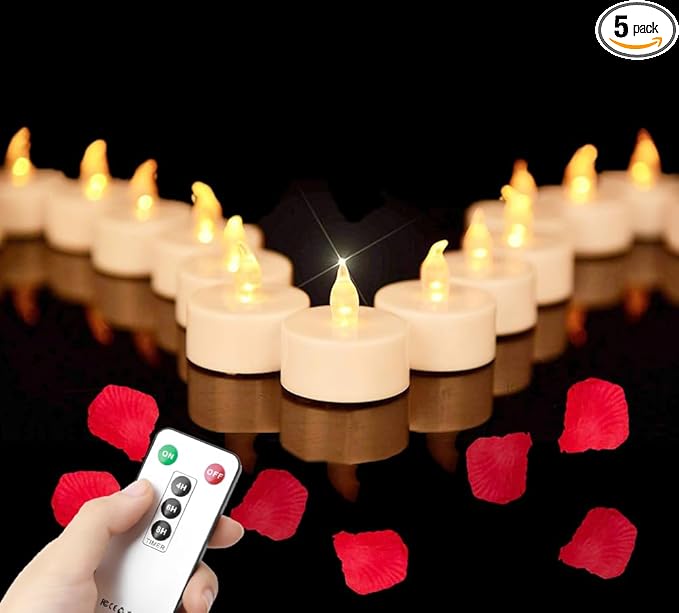 Tea Light Candles with Remote Control,Flickering Flameless LED Candle,Long Lasting 400+Hours,Battery Operated with Timer for Home Decoration Seasonal &Festival Celebration WarmYellow (24pcs)