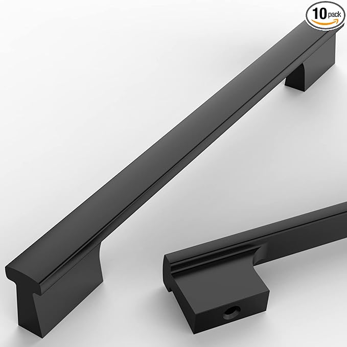 Asidrama 10 Pack 7.5 Inch(192mm) Matte Black Kitchen Cabinet Handles, Cabinet Pulls Kitchen Cabinet Hardware for Cupboard Drawer Pulls