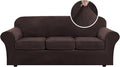 H.VERSAILTEX Modern Velvet Plush 4 Piece High Stretch Sofa Slipcover Sofa Cover by HVERSAILTEX