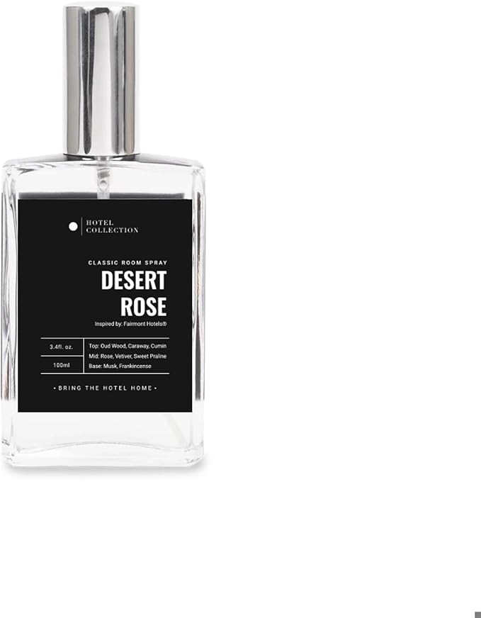 Hotel Collection - Desert Rose - Essential Oil Room Spray -Luxury Hotel Inspired Aromatherapy - Oud Wood, Rose, & Musk Hypoallergenic - Air Freshener Spray - 100mL/3.5 FL Oz