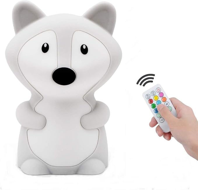 Animal Fox Kids Night Light, Cute Children's Room LED Bedside Rechargeable Child Lamp with Changeable RGB 9 Colors for Boy/Girl/Adult/Baby, Compatible with Touch-Control & Remote Control