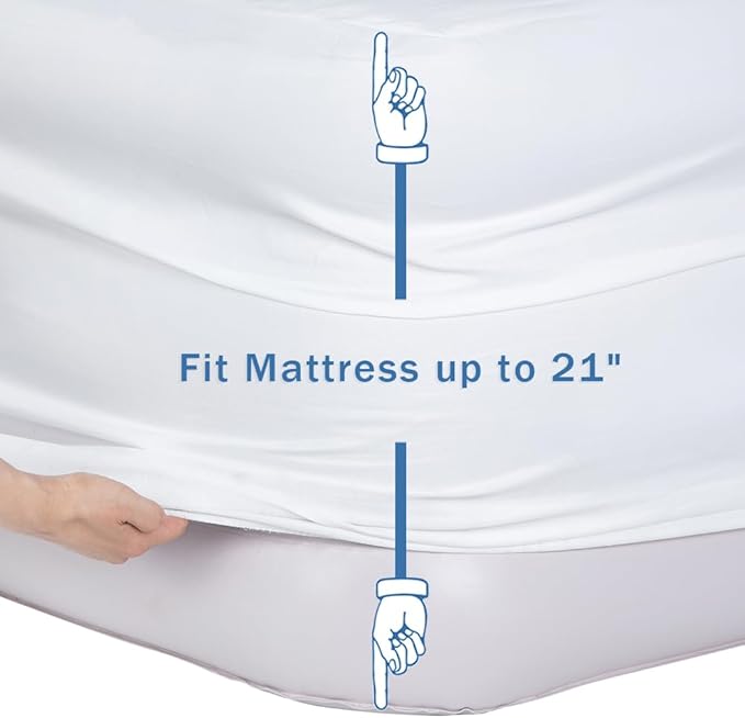 Bedecor Fitted Sheet for Air Mattress Inflate Without Disassembly Convenient & Firm Deep up to 21" White -Twin XL