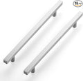 Ravinte Brushed Nickel Cabinet Handles 15 Pack 8 inch Satin Nickel Square Cabinet Pulls Silver Hardware for Kitchen Cabinets 11 inch Overall Length Stainless Steel Drawer Pulls