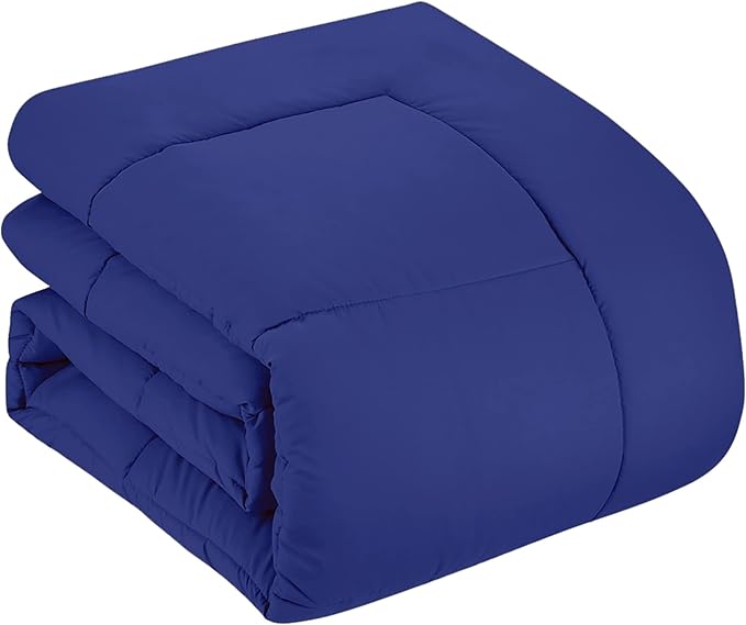 Sweet Home Collection 7 Piece Comforter Set Bag Solid Color All Season Soft Down Alternative Blanket & Luxurious Microfiber Bed Sheets, Royal Blue, Twin XL (Pack of 4)