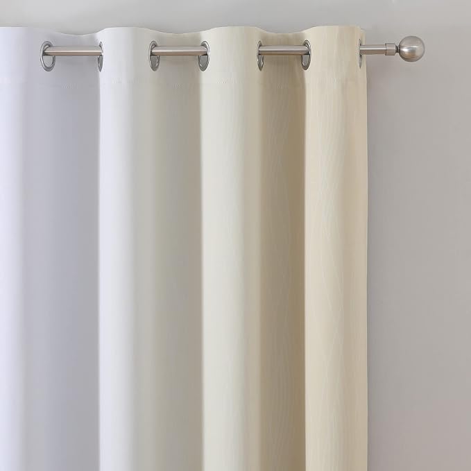 Beige and Greyish White Ombre Blackout Curtains - Image 4