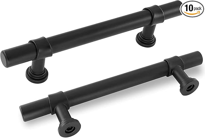 goldenwarm 10 Pack Black Cabinet Pulls 3-3/4 Inch Kitchen Cabinet Handles Black Drawer Handles Modern Dawer Pulls and Knobs Kitchen Hardware for Dresser Bathroom