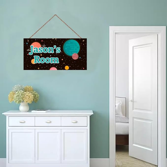 Personalized Sign Stars Wall Hanging Sign For Kids Room, Motivational Hanging Plaque Sign Outer Space Room Wall Art Decor, Starry Sky Nursery Decor for Boys Room Playroom Décor