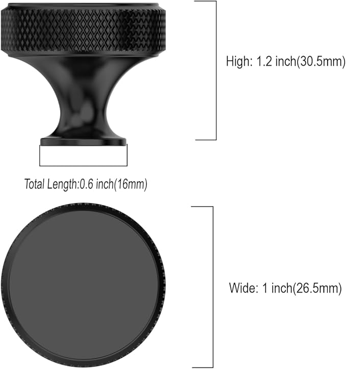 Asidrama 20 Pack Matte Black Kitchen Cabinet Knobs Knurled Dresser Knobs Drawer Knob Cabinet Hardware Aluminum Knob for Dresser Drawers
