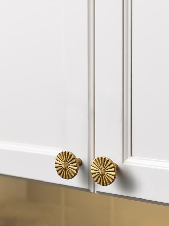 10 Pack Antique Brass Cabinet Knobs Vintage Flat Drawer Pulls Kitchen Cupboard Bathroom Dresser Cabinet Hardware Handles Zinc Alloy