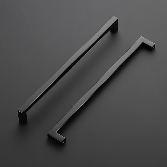 Ravinte 10 Pack Black Cabinet Pulls 11-1/3 Inch Square Kitchen Cabinet Handles Matte Black Kitchen Hardware for Drawer Pulls Drawer Handles Come with Screwdriver