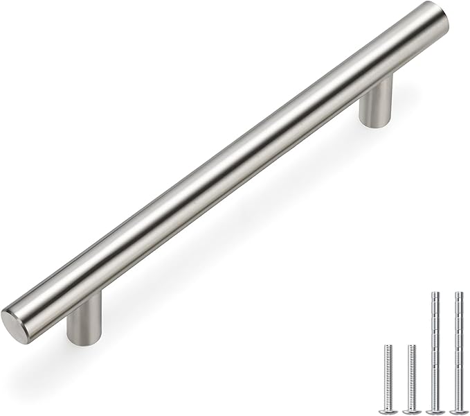 homdiy Brushed Nickel Cabinet Pulls Cabinet Handles, 4-1/2in(115mm) Center to Center Dresser Drawer Handles Silver Drawer Pulls for Kitchen, Bedroom, Bathroom, Wardrobe Hardware