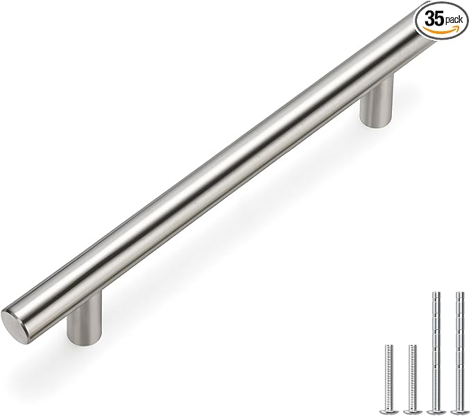 homdiy Cabinet Pulls Brsuhed Nickel Stainless Steel Drawer Pulls Nickel Cabinet Handles 4.5in(115mm) Hole Centers Cabinet Door Handles 35Pack