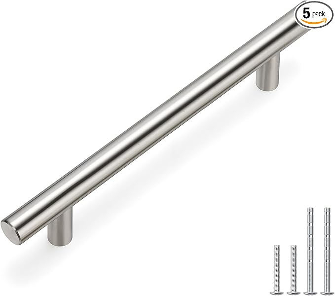 homdiy Cabinet Handles Brushed Nickel Cabinet Pulls - HD201SN Modern Drawer Handles Stainless Steel Cabinet Hardware 4-1/2in Hole Centers Kitchen Cabinet Handles Cupboard Handles