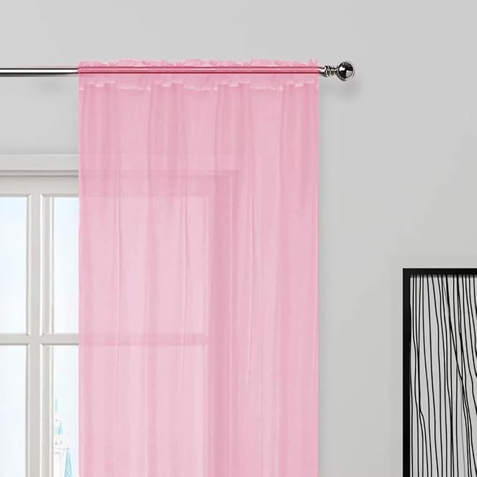SpaceDresser Sheer Voile Window Treatment Rod Pocket Curtain Panels - Image 3