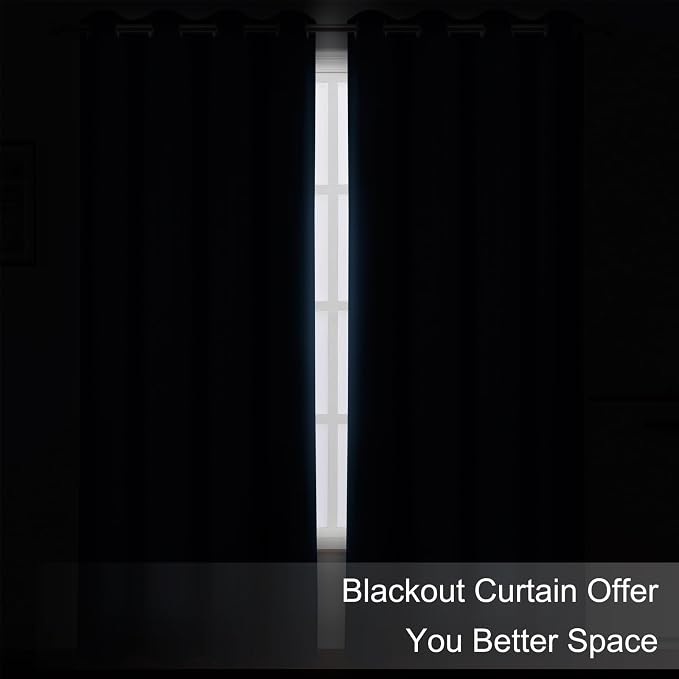Blackout Curtains 52 x 120 Inch Long Navy Blue Curtains Set of 2 Panels Room - Image 3