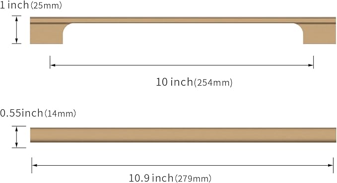 Asidrama 10 Pack 10 Inch(254mm) Dark Champagne Bronze Kitchen Cabinet Handles, Cabinet Pulls Kitchen Cabinet Hardware for Cupboard Drawer Pulls