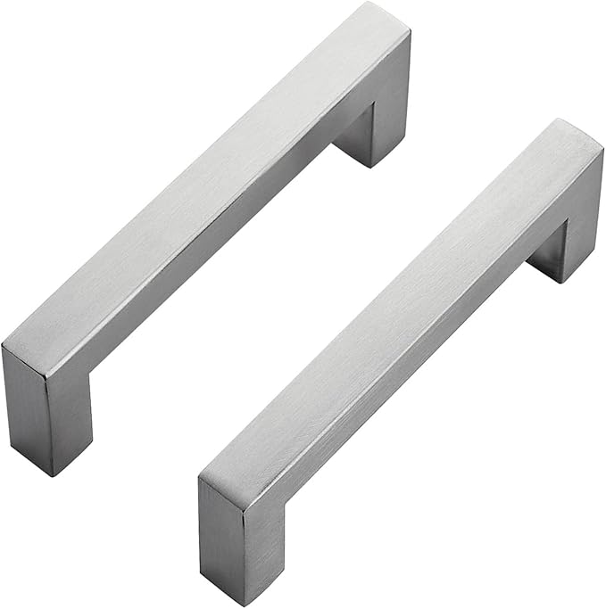 Ravinte 3 Pack Brushed Nickel Kitchen Cabinet Handles 3-3/4 Inch Cabinet Pulls Square Kitchen Hardware for Cabinet Drawer Pulls Drawer Handles Come with Screwdriver