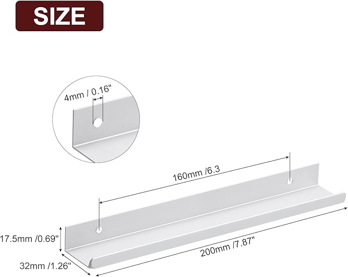 uxcell Cabinet Finger Edge Pull, 5pcs 200mm / 7.87" Aluminum Alloy Back Mount Hidden Cabinet Pulls Concealed Handle for Home Kitchen Drawer Cabinet, Silver