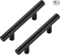 JOY DECOR 15 Pack Cabinet Handles, Black Cabinet Pulls, 3 in Hole Center Kitchen Hardware, Stainless Steel T Bar Handles for Dresser Drawers