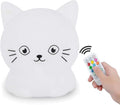 Cat Night Light, Rechargeable LED Bedside Lamp for Children, 9 Changeable Colors Silicone Nursery Lamp for Breastfeeding, Eyes Caring, Tap Adjustable Brightness & Color, Remote Control