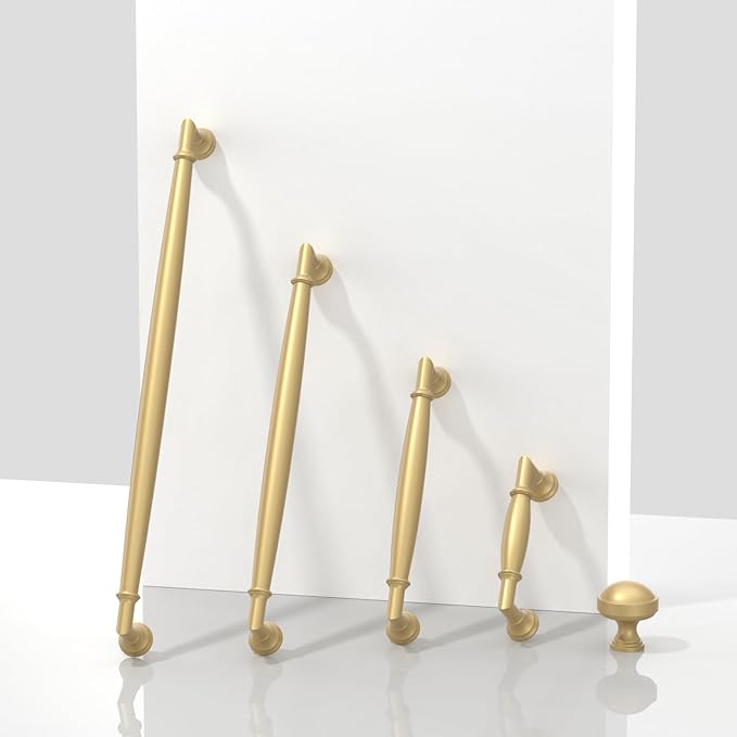 10 Pack Brushed Gold Cabinet Pulls 3 Inch(76mm) Kitchen Cabinet Handles Solid Zinc Alloy Cabinet Hardware Drawer Pulls