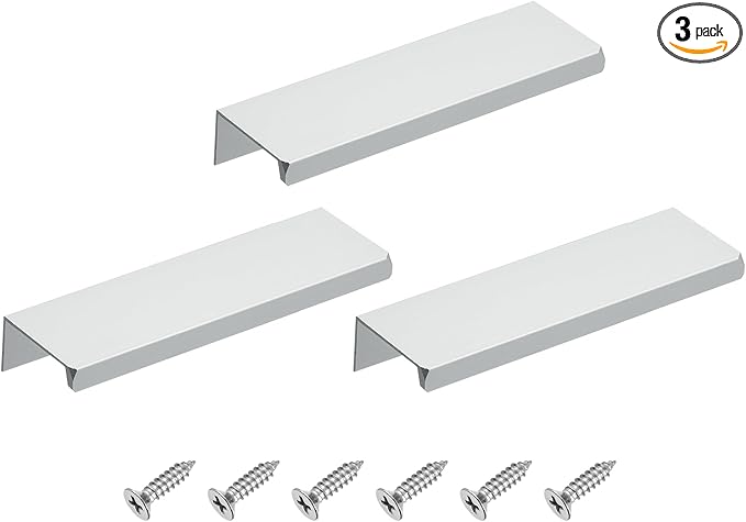 uxcell Cabinet Finger Edge Pull, 3pcs 120mm / 4.72" Aluminum Alloy Back Mount Hidden Cabinet Pulls Concealed Handle for Home Kitchen Drawer Cabinet, Silver