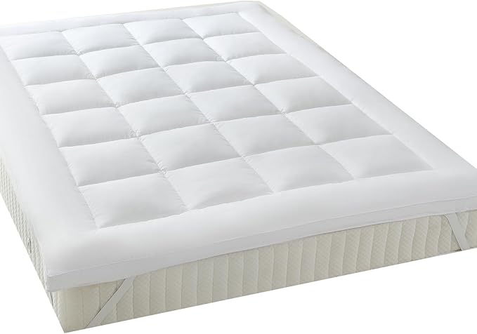 Royal Hotel Bedding Mattress Topper, Twin-XL, 2 Inches Hypoallergenic Overfilled Down Alternative Anchor Bands Mattress Topper