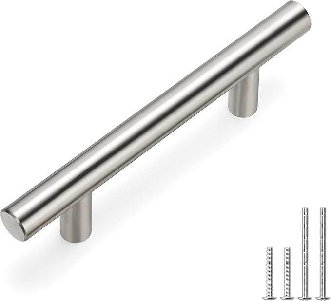 homdiy Cabinet Handles Brushed Nickel Cabinet Pulls 76mm 3 inch Hole Centers - HD201SN 1 Pack T Bar Cupboard Drawer Pulls Stainless Steel