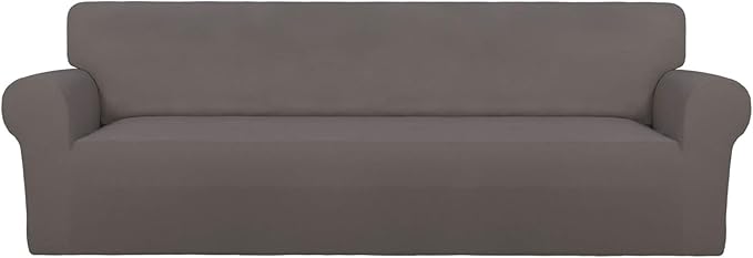 PureFit Stretch Couch Covers for Sofa 4 Seater Slipcovers Taupe | 1-Piece Sofa by PureFit