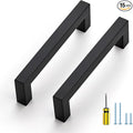 Ravinte 15 Pack Black Cabinet Pulls 4-1/2 Inch Square Kitchen Cabinet Handles Matte Black Kitchen Hardware for Drawer Pulls Drawer Handles Come with Screwdriver