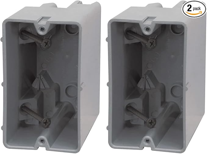 Southwire Device Box, 1 Gang, 22.5/Cu | Depth Adjustable | Heavy Duty 42lb | Gray | Pack of 2