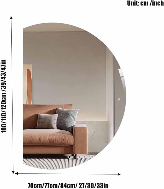 Half Moon LED Bathroom Mirror, Frameless Backlit Wall Mirror, Anti-Fog Smart Vanity Mirror,3 Colors Lights Dimmable Brightness and Time,Touch Switch(Left Semicircle, 110 * 77)